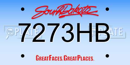 7273HB South Dakota License Plate