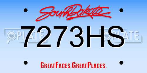 7273HS South Dakota License Plate