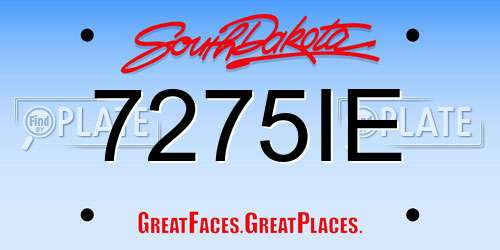 7275IE South Dakota License Plate