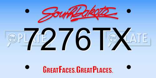 7276TX South Dakota License Plate