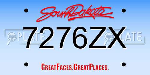 7276ZX South Dakota License Plate