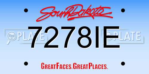 7278IE South Dakota License Plate