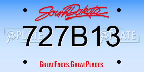 727B13 South Dakota License Plate