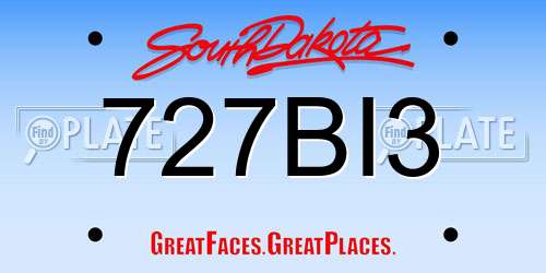 727BI3 South Dakota License Plate