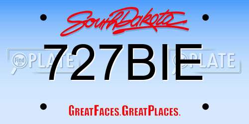 727BIE South Dakota License Plate