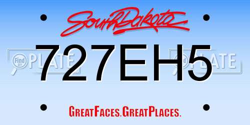 727EH5 South Dakota License Plate