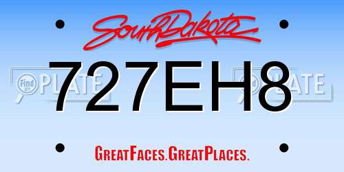 727EH8 South Dakota License Plate