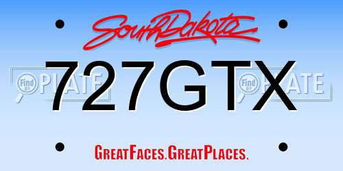 727GTX South Dakota License Plate