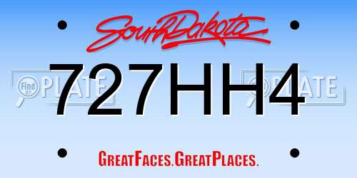 727HH4 South Dakota License Plate