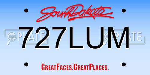 727LUM South Dakota License Plate