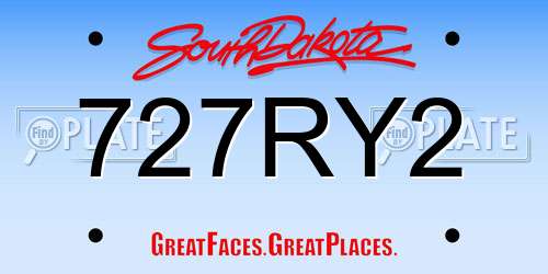 727RY2 South Dakota License Plate
