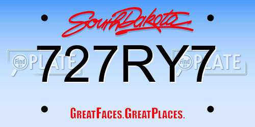 727RY7 South Dakota License Plate