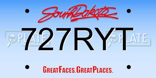 727RYT South Dakota License Plate