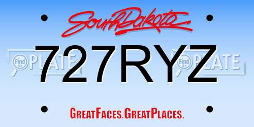 727RYZ South Dakota License Plate
