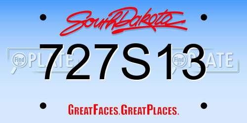 727S13 South Dakota License Plate