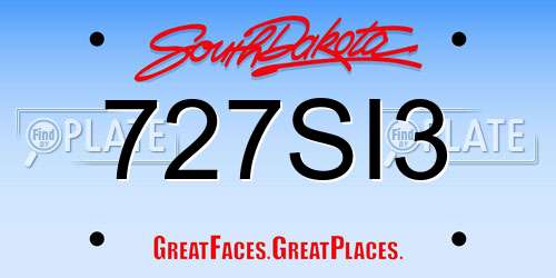 727SI3 South Dakota License Plate