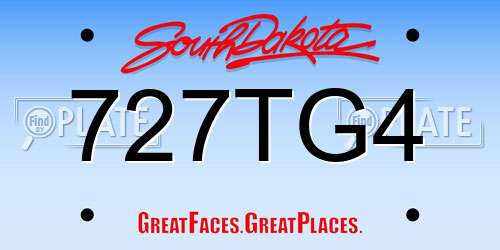 727TG4 South Dakota License Plate