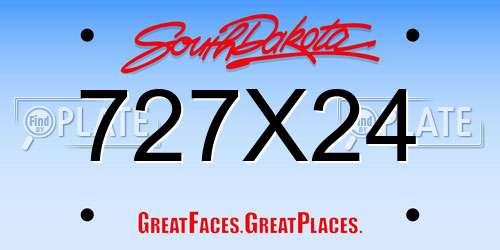 727X24 South Dakota License Plate