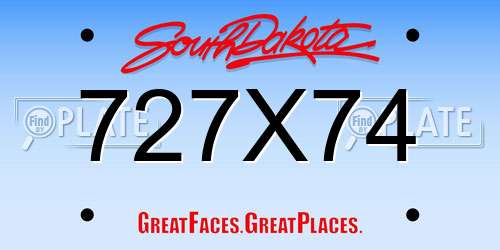 727X74 South Dakota License Plate