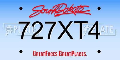 727XT4 South Dakota License Plate