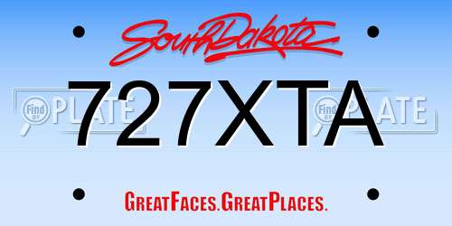 727XTA South Dakota License Plate