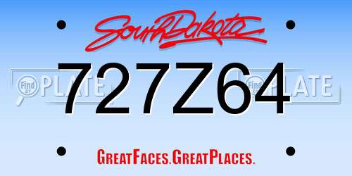 727Z64 South Dakota License Plate