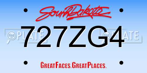 727ZG4 South Dakota License Plate