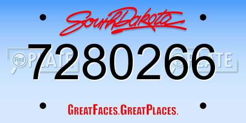 7280266 South Dakota License Plate