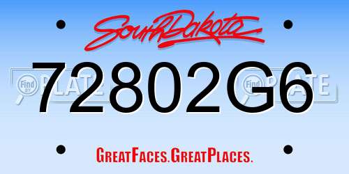 72802G6 South Dakota License Plate