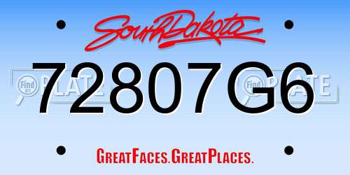 72807G6 South Dakota License Plate