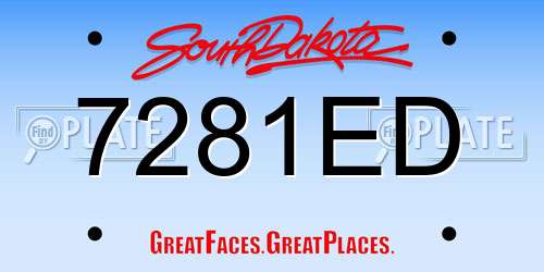 7281ED South Dakota License Plate
