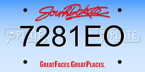 7281EO South Dakota License Plate