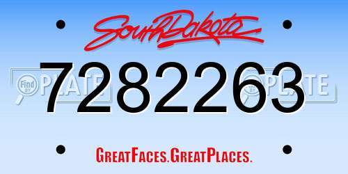 7282263 South Dakota License Plate