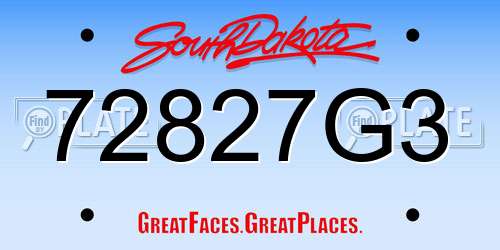 72827G3 South Dakota License Plate