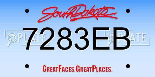 7283EB South Dakota License Plate