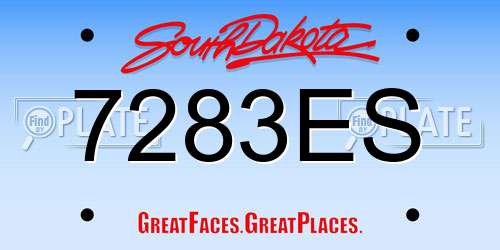 7283ES South Dakota License Plate