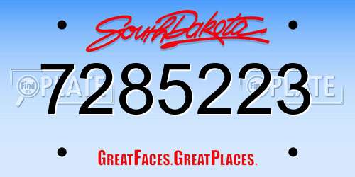 7285223 South Dakota License Plate