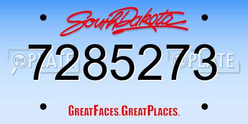 7285273 South Dakota License Plate