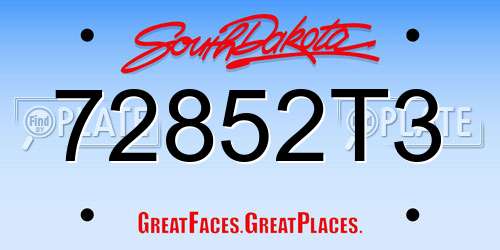 72852T3 South Dakota License Plate
