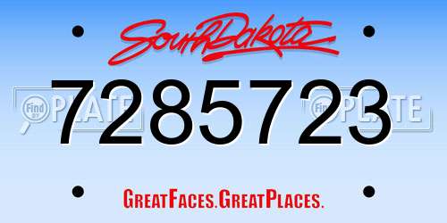 7285723 South Dakota License Plate