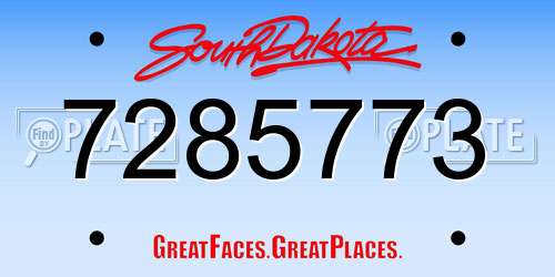 7285773 South Dakota License Plate