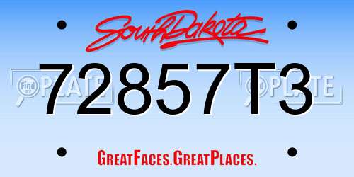 72857T3 South Dakota License Plate