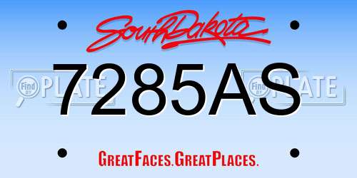 7285AS South Dakota License Plate