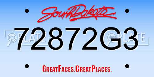 72872G3 South Dakota License Plate