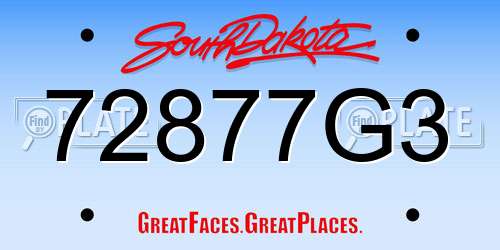 72877G3 South Dakota License Plate