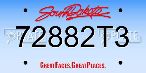 72882T3 South Dakota License Plate