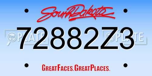 72882Z3 South Dakota License Plate