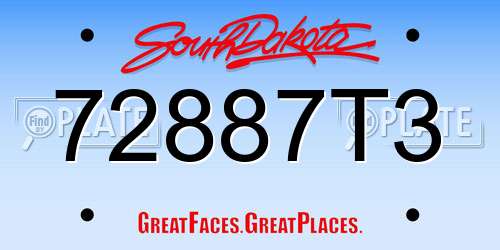 72887T3 South Dakota License Plate