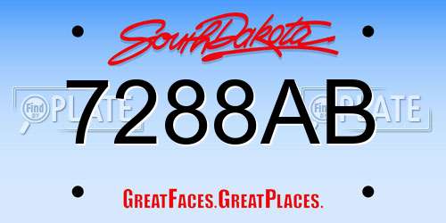 7288AB South Dakota License Plate
