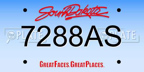 7288AS South Dakota License Plate
